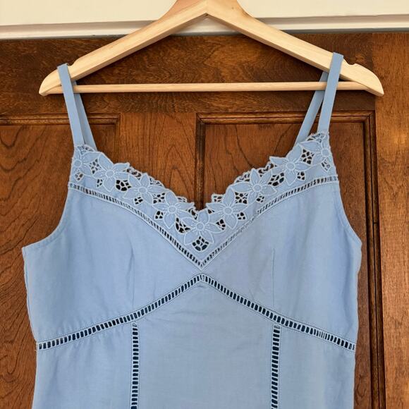 MADEWELL Sweetheart Powder Blue Linen Blend Midi Dress NWT Size 6 - Picture 3 of 10